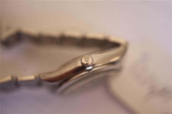 A gentlemans 1950s stainless steel Rolex Oysterdate Precision manual wind wrist watch,